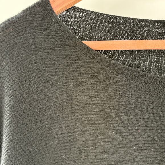 Eileen Fisher Boatneck Virgin Wool Sweater M Black Capsule Minimalist Ribbed - Picture 4 of 4